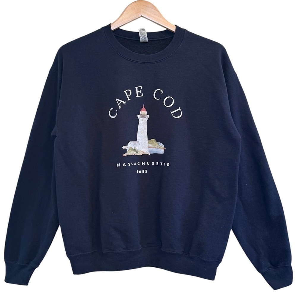 🌈 6/$60 Cape Cod Lighthouse 1685 Medium Weight Sweatshirt Navy Blue Size Medium